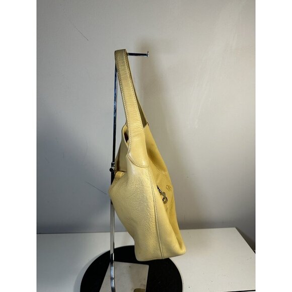 DOONEY & BOURKE Belvedere Logo Duck Lock Clip Hobo Shoulder Bag Yellow Leather - Picture 2 of 10